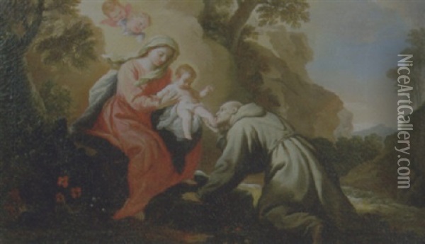 Madonna Con Bambino E San Francesco D'assisi Oil Painting - Ludovico Mazzanti