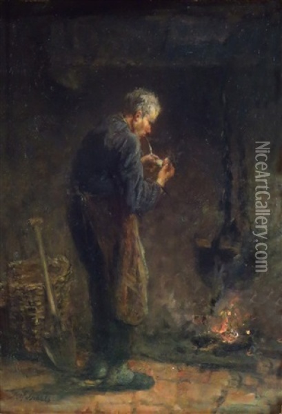 Le Fumeur De Pipe Oil Painting - Jozef Israels