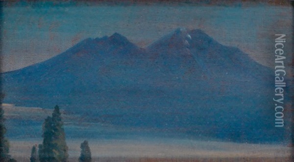 Mount Shasta Oil Painting - Arthur B. Davies