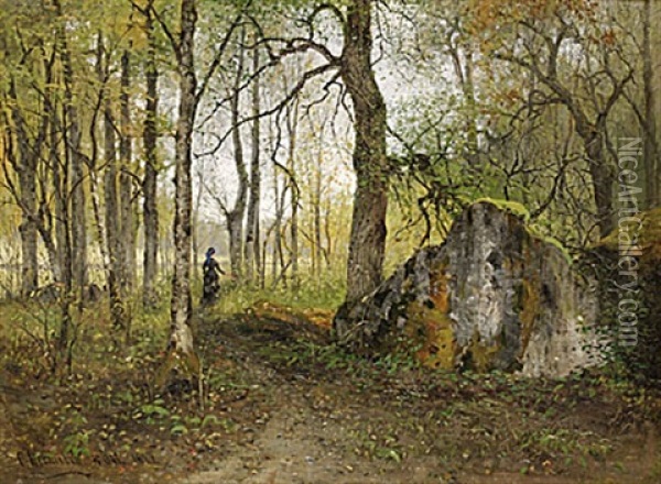 I Skogsglantan Oil Painting - Olof Hermelin