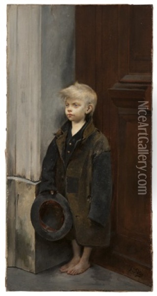 Study For 'petit Misere Ou Mendiant Au Chapeau' Oil Painting - Fernand Pelez