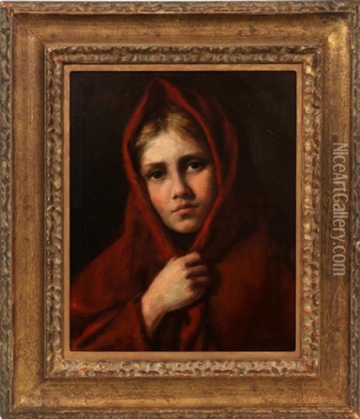 Portrait Of A Young Girl Oil Painting - Nikolai Y. Rachkov
