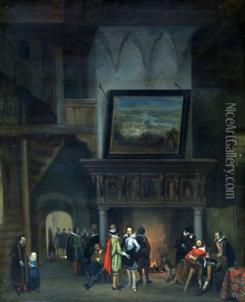 Interieur Met Johan Van Oldenbarnevelt Oil Painting - Jan Van Der Kaa