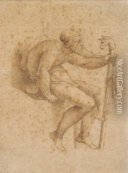 Study Of Boaz Oil Painting - Michelangelo