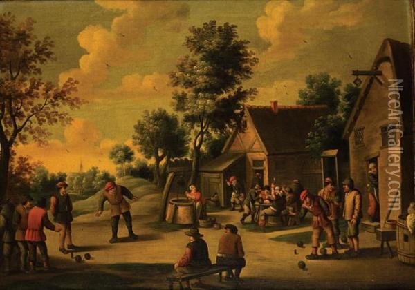 Jeu De Quilles Pres De L'auberge Oil Painting - David The Elder Teniers