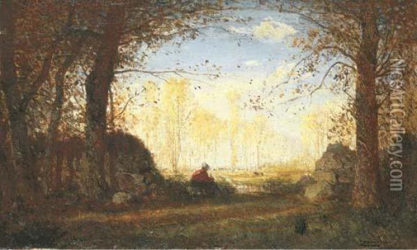 A Woodland Glade, Fontainebleau Oil Painting - Felix Ziem