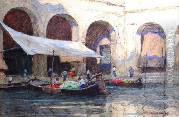 The Fruit Market In Venice Oil Painting - Terrick John Williams