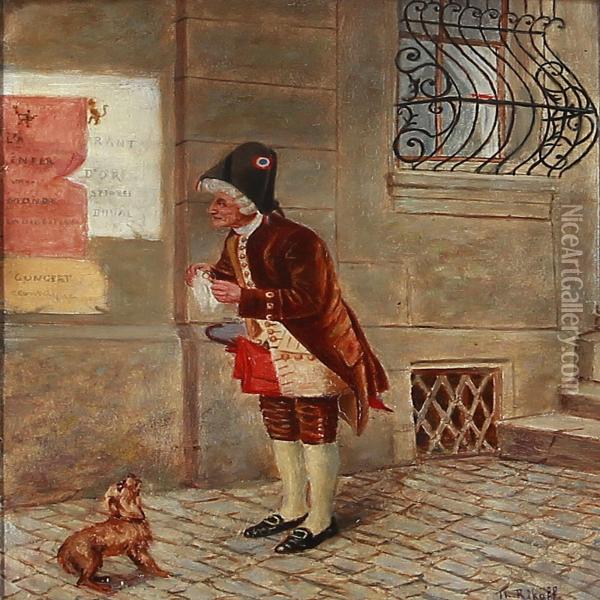 A French Revolutionary Looks At Posters Oil Painting - Theodor Ilich Baikoff