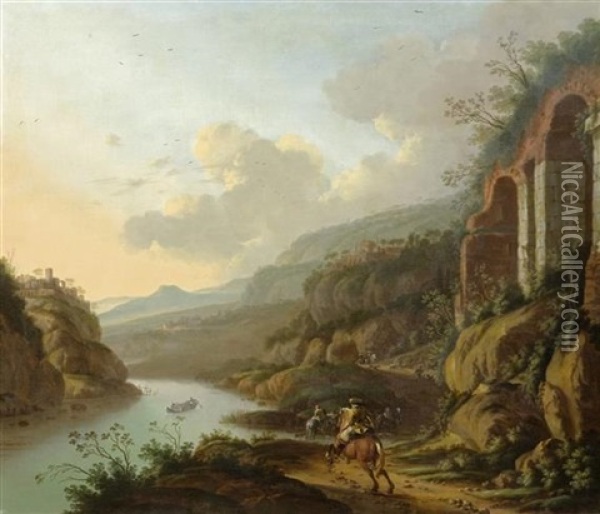 Weite Landschaft Mit Reiter Oil Painting - Horatius de Hooch