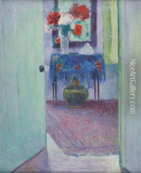 Interior With Flowers Oil Painting - Arnold Aaron Friedman