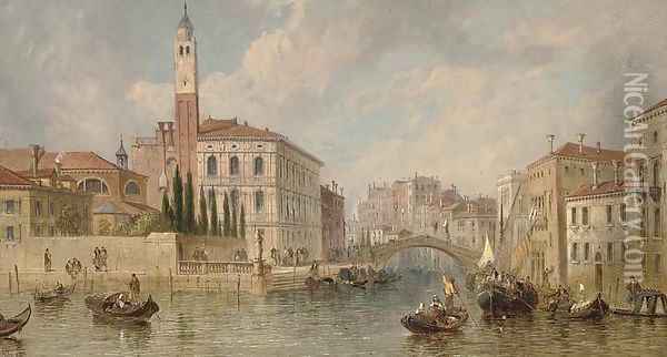 On the Grand Canal, looking towards the Ca' labia, Venice Oil Painting - J. Vivian