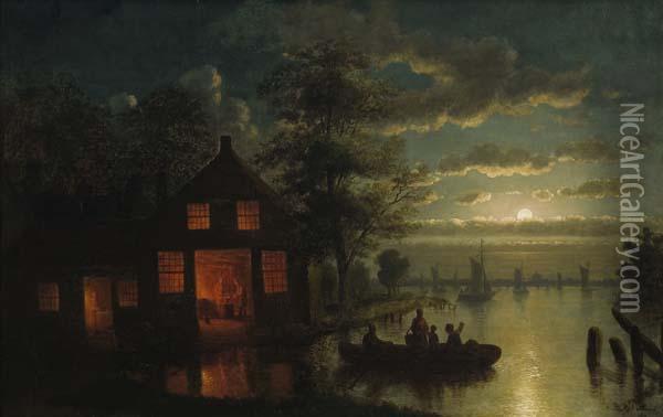 Returning Home, Day's End Oil Painting - Johann Mongle Culverhouse