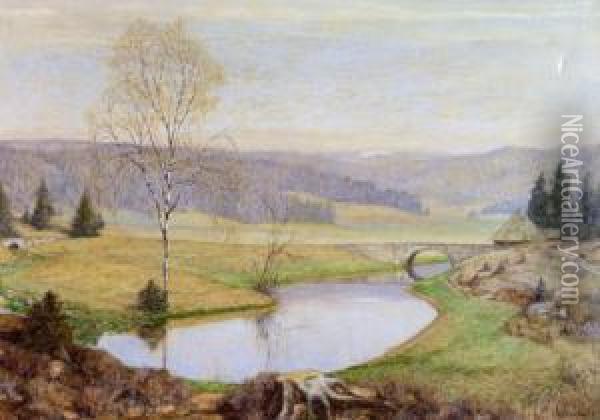Hochgelegene Fluslandschaft Oil Painting - Thomas Leitner