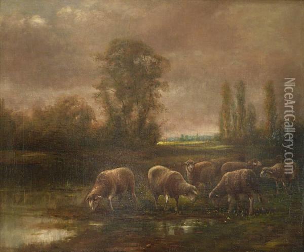 Paysage Aux Moutons Oil Painting - Jose Maria Jardines