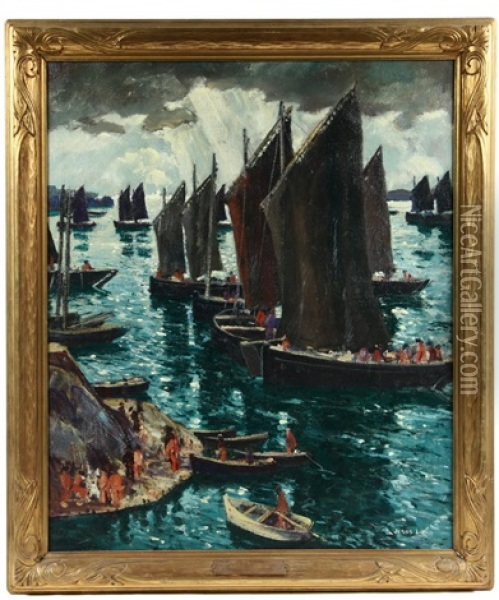 Safe Harbor Oil Painting - Jonas Lie