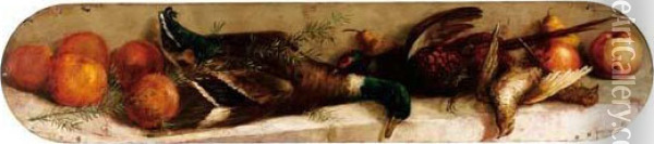 Natura Morta Di Cacciagione E Frutta (1879/80) Oil Painting - Giovanni Segantini