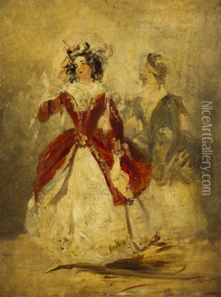 Zwei Schauspielerinnen Oil Painting - Josef Navratil