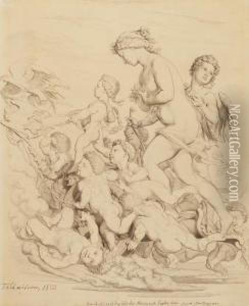 Venus Kehrt Nach Dem Tode Des Adonis Nach Paphos Heim (nach Shakespeare) Oil Painting - Teutward Schmitson