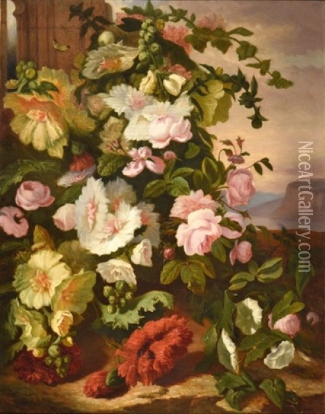 Composition Florale Oil Painting - Simon Saint-Jean