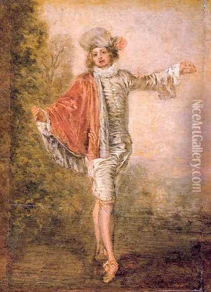 The Indifferent Man 1717 Oil Painting - Jean-Antoine Watteau