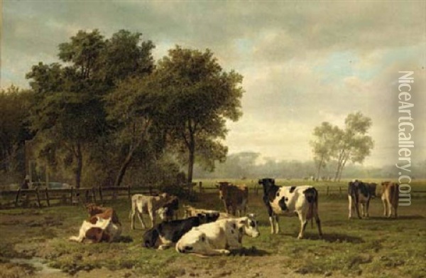 Resting Cattle Oil Painting - Hendrik Savry