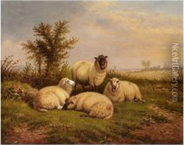 Sheep Grazing Oil Painting - William Eddowes Turner