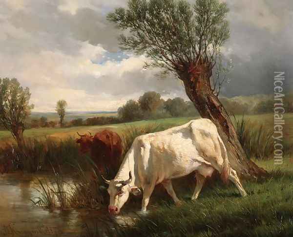 Cows Oil Painting - Aleksander Raczynski