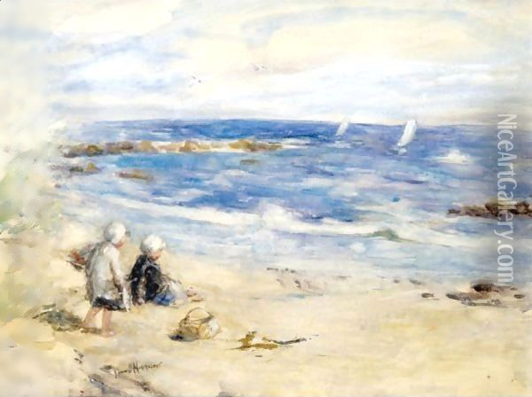 Watching The Boats Oil Painting - Robert Gemmell Hutchison