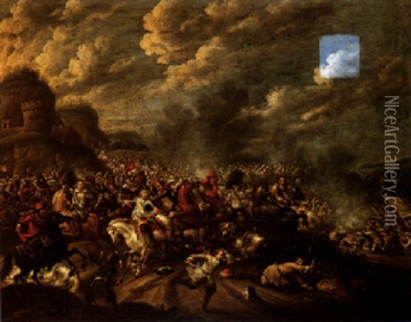 The Battle Between King John Sobieski Iii And The Turks Oil Painting - Pauwels Casteels