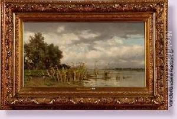 Paysage Lacustre Oil Painting - Edmond De Schampheleer