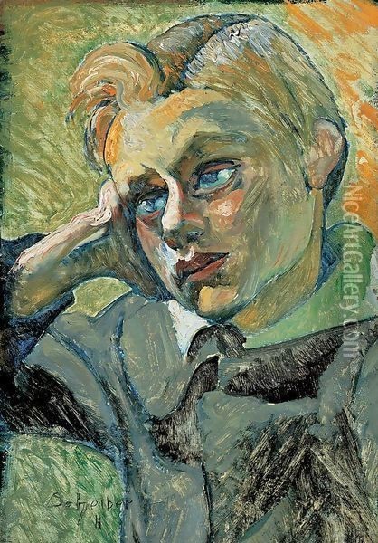 Bending Boy 1920 23 Oil Painting - Gyula Batthyany