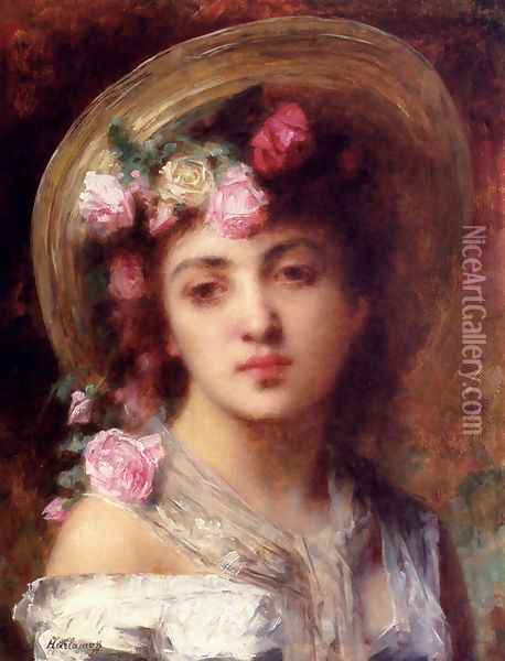The Artists Daughter Oil Painting - Alexei Alexeivich Harlamoff
