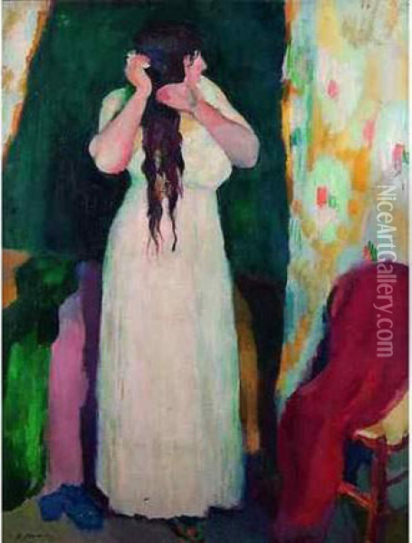 Jeune Femme A Sa Toilette Oil Painting - Henri Ottmann