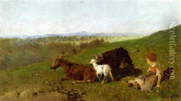 The Little Goat Herder Oil Painting - Baldomero Galofre Gimenez