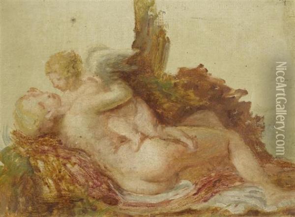 Venus And Cupid Oil Painting - Albert Lang