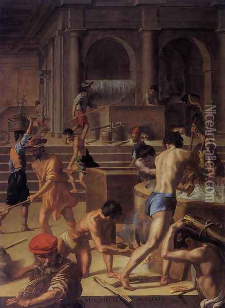 Wool Factory 1570-72 Oil Painting - Mirabello Cavalori (Salincorno)