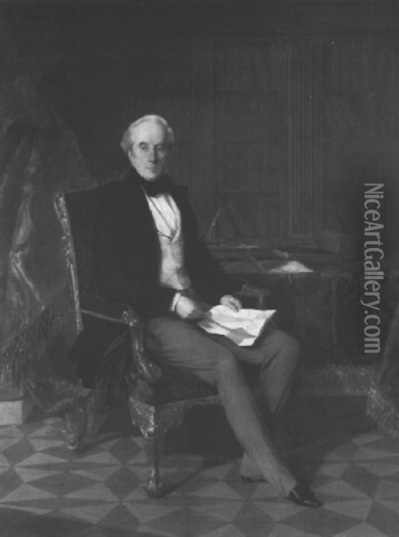 Portrait Of Henry Pelham, 4th Duke Of Newcastle Oil Painting - Henry Nelson O'Neill