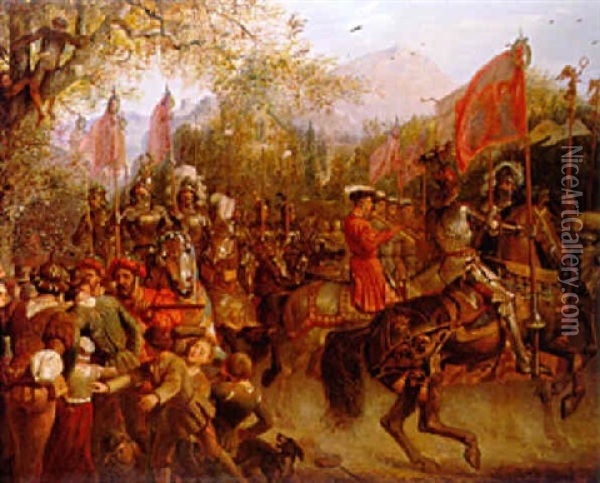Hail The Conquering Hero Oil Painting - Edward Henry Corbould