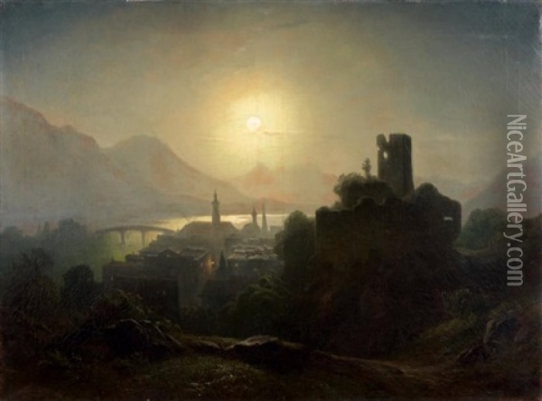 Clair De Lune Sur Tiflis Oil Painting - Paul Von Franken