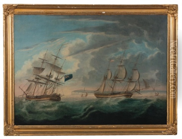 Ships In The English Channel Off Dover Oil Painting - Robert Willoughby