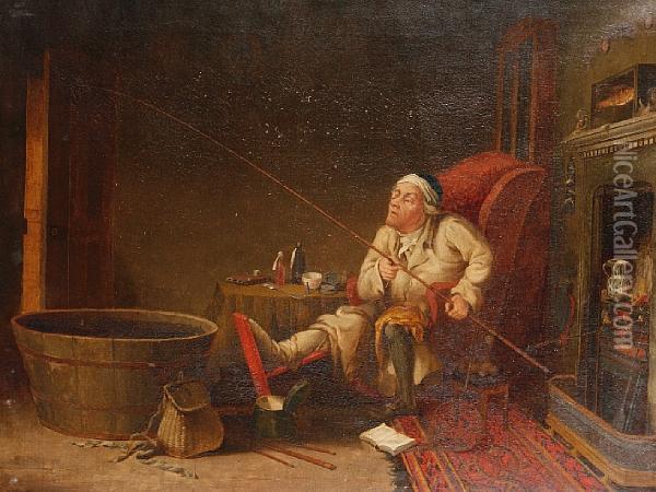 Enthusiast (the Gouty Angler) Oil Painting - Theodore Lane
