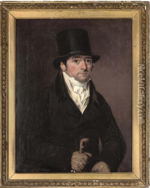 Portrait Of Frank Buckle Oil Painting - Thomas Arrowsmith