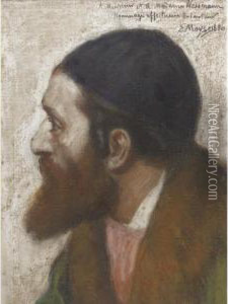 Portrait Of A Rabbi Oil Painting - Edouard Moyse