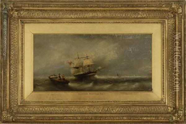 An American Brig In Rough Seas Oil Painting - William Clarkson Stanfield