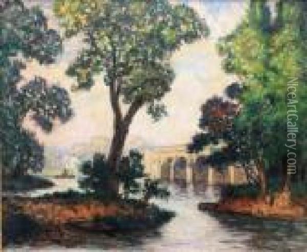 Le Pont Oil Painting - Maurice Chabas