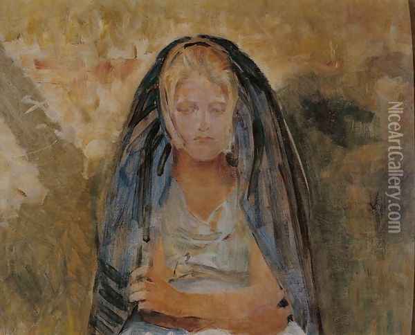 Sketch for the Portrait of a Girl Oil Painting - Jacek Malczewski