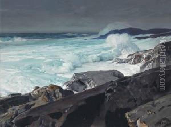 Surf On The Roaring Main Oil Painting - Frederick Judd Waugh