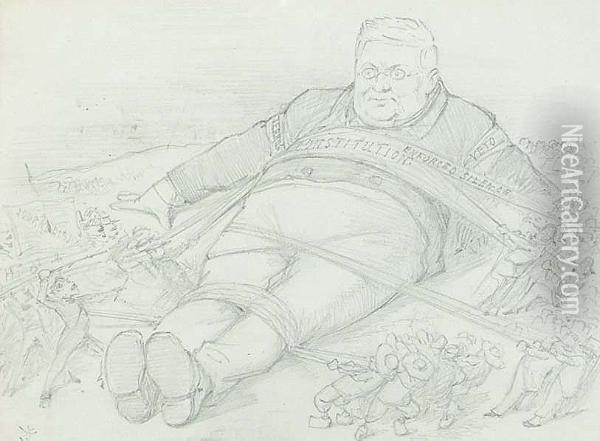 Mr Birrell As Gulliver Oil Painting - John Tenniel