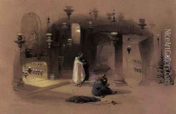 The Shrine of the Holy Nativity, Bethlehem, 1839 Oil Painting - David Roberts