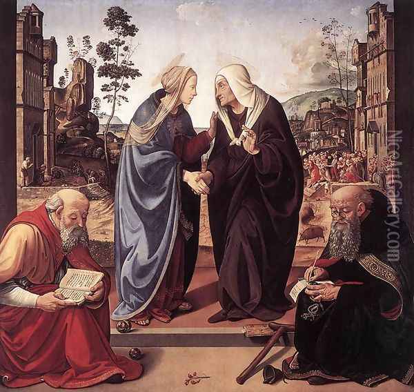 The Visitation with Sts Nicholas and Anthony 1489-90 Oil Painting - Piero Di Cosimo